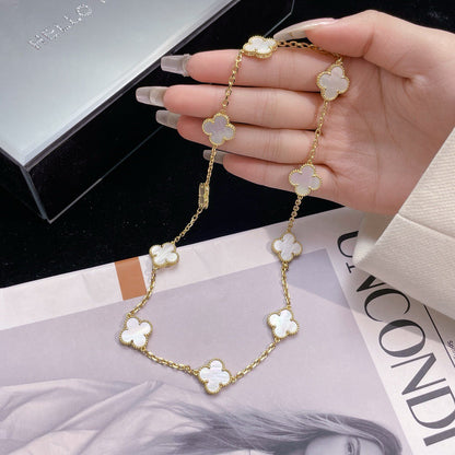 [BloomBling]CLOVER 10 MOTIFS WHITE MOTHER OF PEARL NECKLACE
