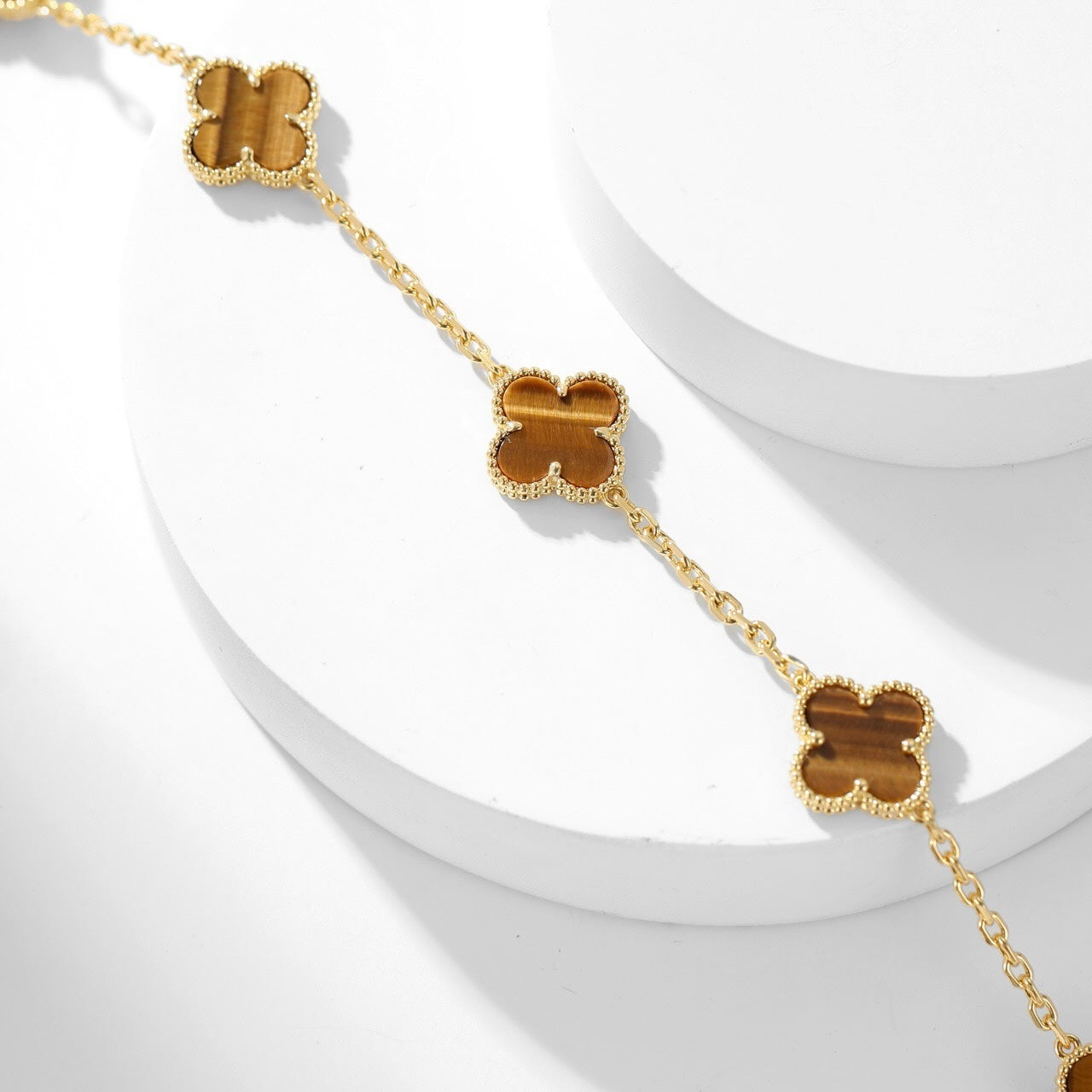[BloomBling]CLOVER 10 MOTIFS TIGER EYE NECKLACE