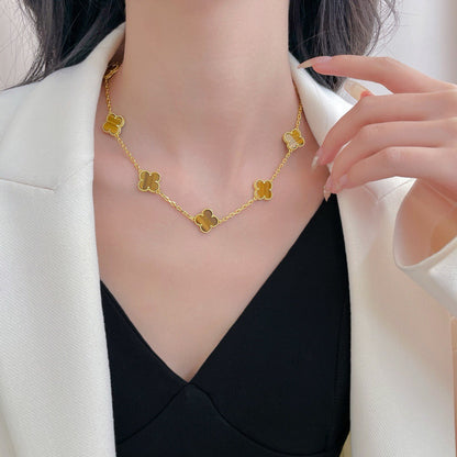 [BloomBling]CLOVER 10 MOTIFS TIGER EYE NECKLACE