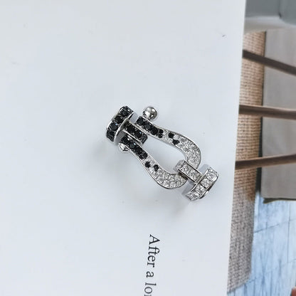 [BloomBling]FORCE LARGE HORSESHOE BLACK WHITE DIAMOND BRACELET ROSE GOLD