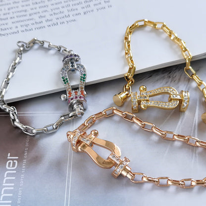 [BloomBling]FORCE LARGE HORSESHOE CLASP  METAL BRACELET