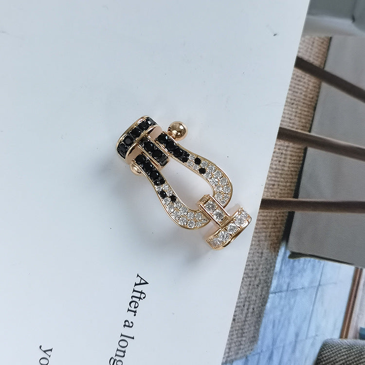 [BloomBling]FORCE LARGE HORSESHOE BLACK WHITE DIAMOND BRACELET ROSE GOLD
