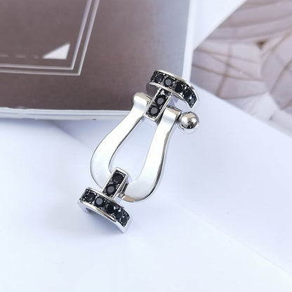 [BloomBling]FORCE LARGE HORSESHOE BLACK DIAMOND BRACELET SILVER