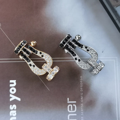 [BloomBling]FORCE LARGE HORSESHOE BLACK WHITE DIAMOND BRACELET ROSE GOLD