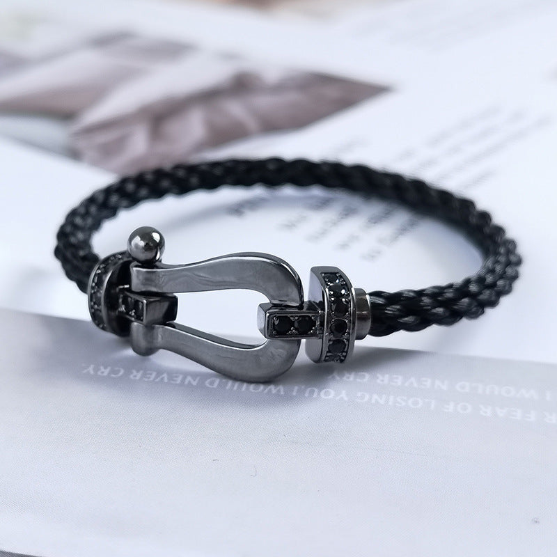 [BloomBling]FORCE LARGE SERIES HORSESHOE BLACK SAMURAI BRACELET
