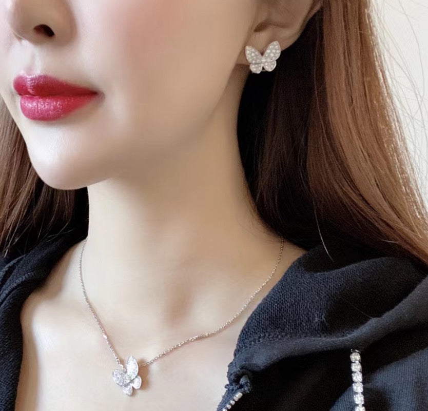 [BloomBling]BUTTERFLY ALL DIAMOND EARRINGS