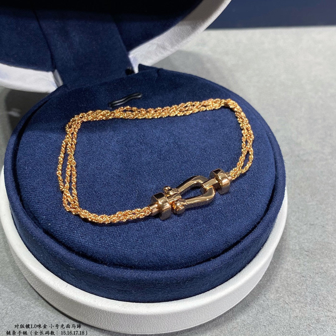 [BloomBling]FORCE SMALL HORSESHOE  DIAMOND CHAIN ROPE BRACELET