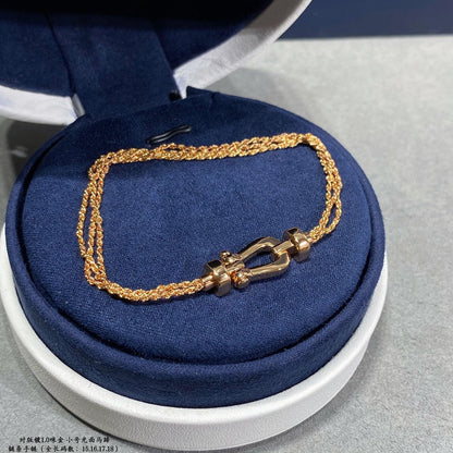 [BloomBling]FORCE SMALL HORSESHOE  DIAMOND CHAIN ROPE BRACELET