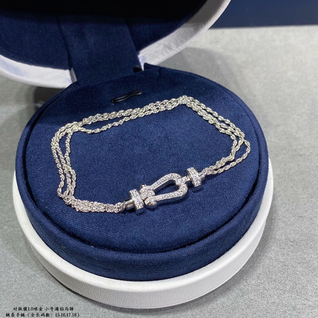 [BloomBling]FORCE SMALL HORSESHOE  DIAMOND CHAIN ROPE BRACELET