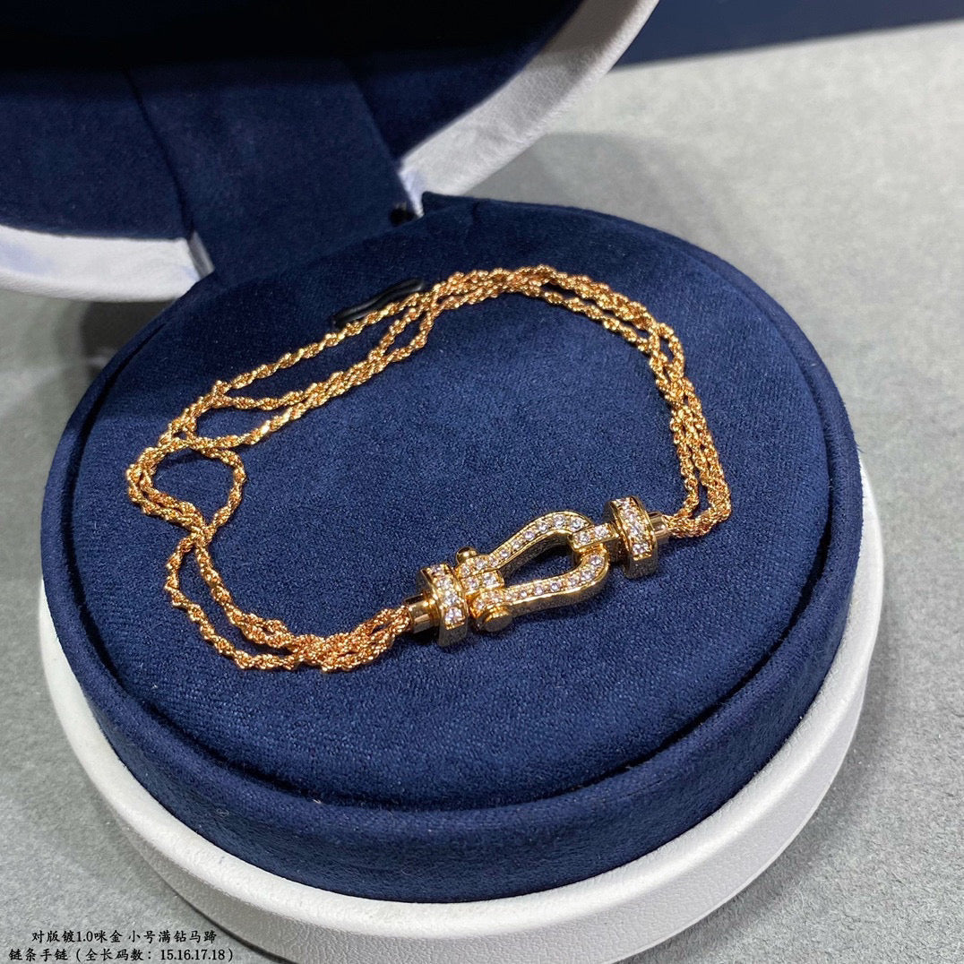 [BloomBling]FORCE SMALL HORSESHOE  DIAMOND CHAIN ROPE BRACELET