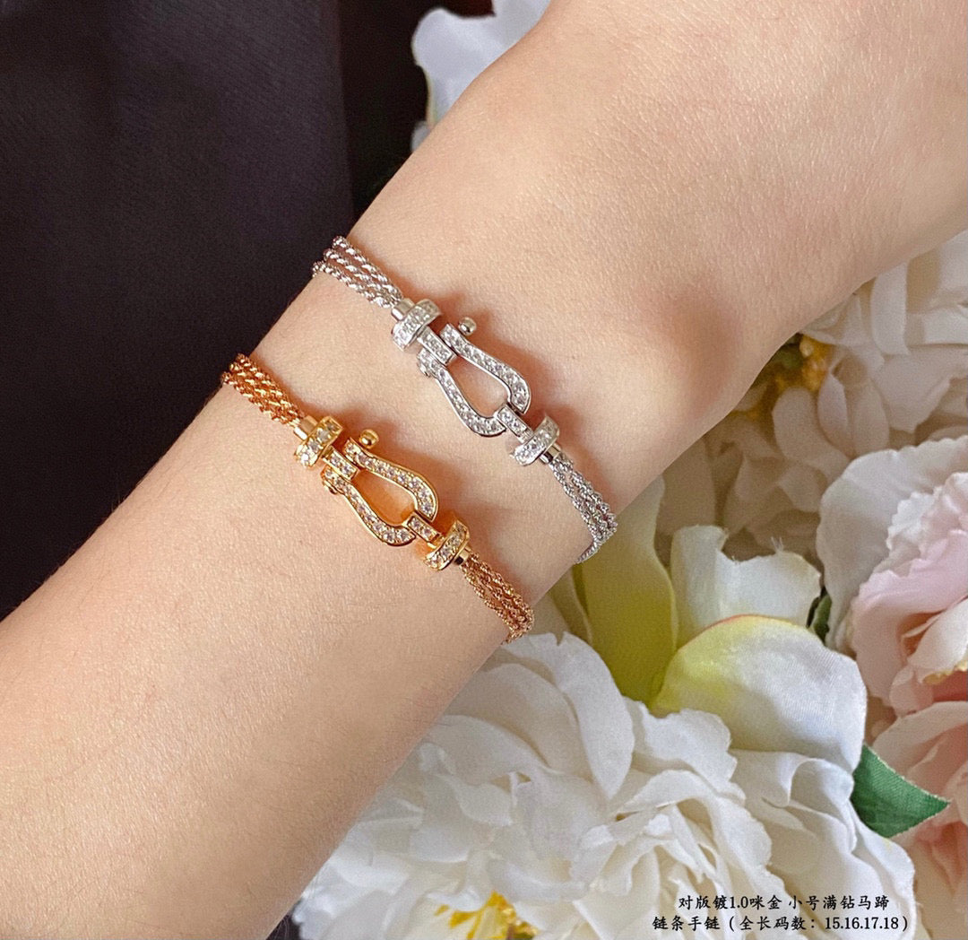 [BloomBling]FORCE SMALL HORSESHOE  DIAMOND CHAIN ROPE BRACELET