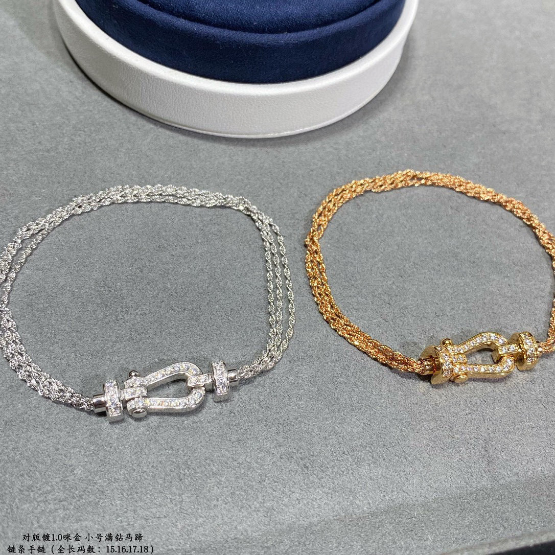 [BloomBling]FORCE SMALL HORSESHOE  DIAMOND CHAIN ROPE BRACELET