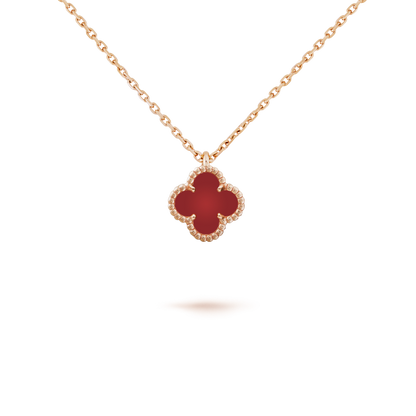 [BloomBling]CLOVER MINI 9.5MM WHITE CARNELIANS NECKLACE
