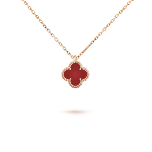 [BloomBling]CLOVER MINI 9.5MM WHITE CARNELIANS NECKLACE