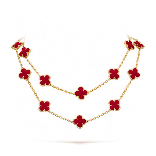 [BloomBling]CLOVER 20 MOTIFS CARNELIAN NECKLACE
