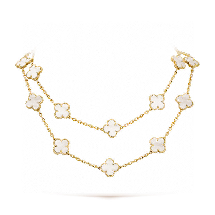 [BloomBling]CLOVER 20 MOTIFS WHITE MOP NECKLACE