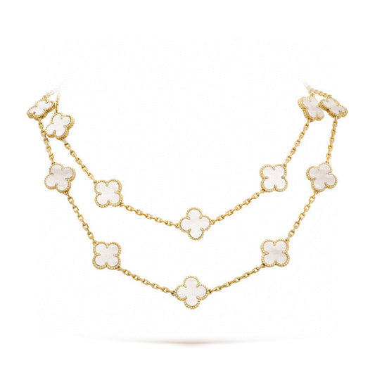 [BloomBling]CLOVER 20 MOTIFS WHITE MOP NECKLACE