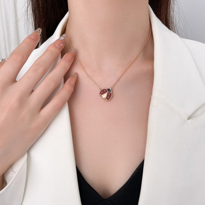 [BloomBling]LUCKY  CARNELIANS LADYBUG NECKLACE