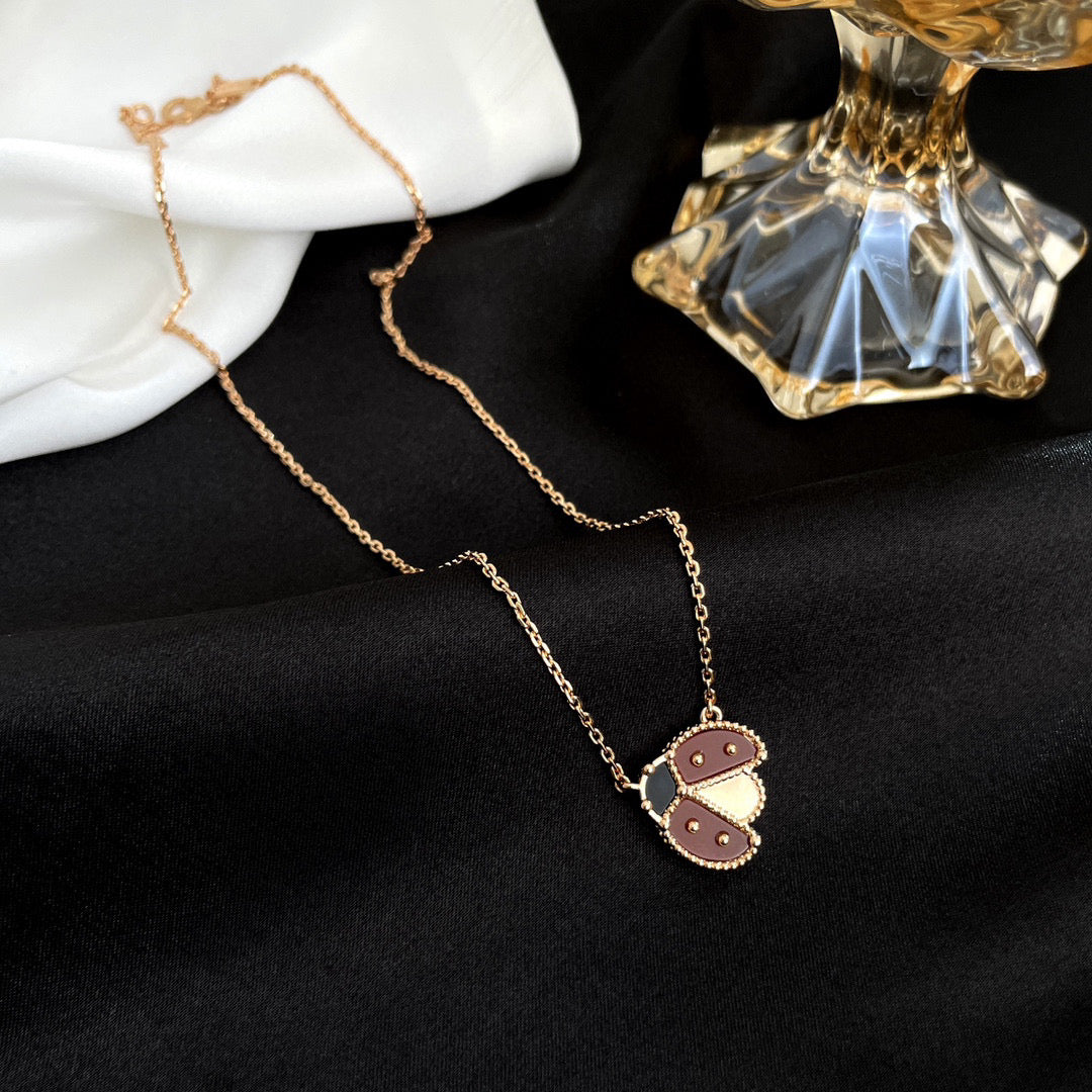 [BloomBling]LUCKY  CARNELIANS LADYBUG NECKLACE
