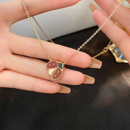 [BloomBling]LUCKY  CARNELIANS LADYBUG NECKLACE