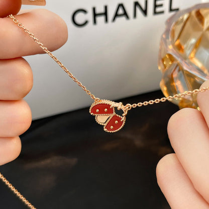 [BloomBling]LUCKY  CARNELIANS LADYBUG NECKLACE