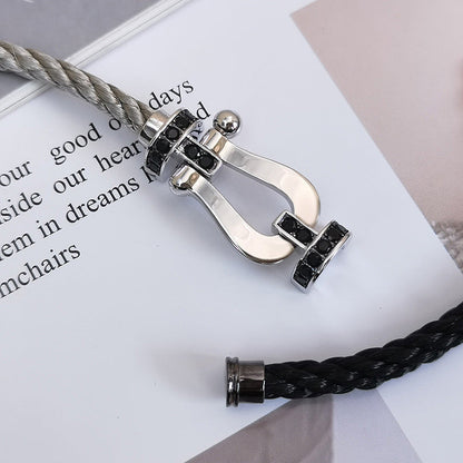 [BloomBling]FORCE LARGE HORSESHOE BLACK DIAMOND BRACELET SILVER