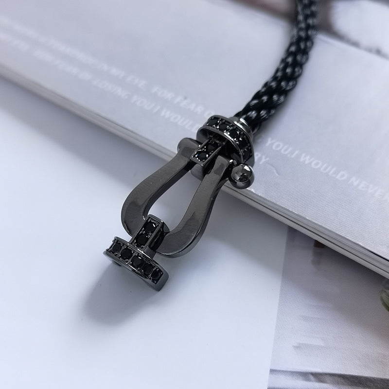 [BloomBling]FORCE LARGE SERIES HORSESHOE BLACK SAMURAI BRACELET