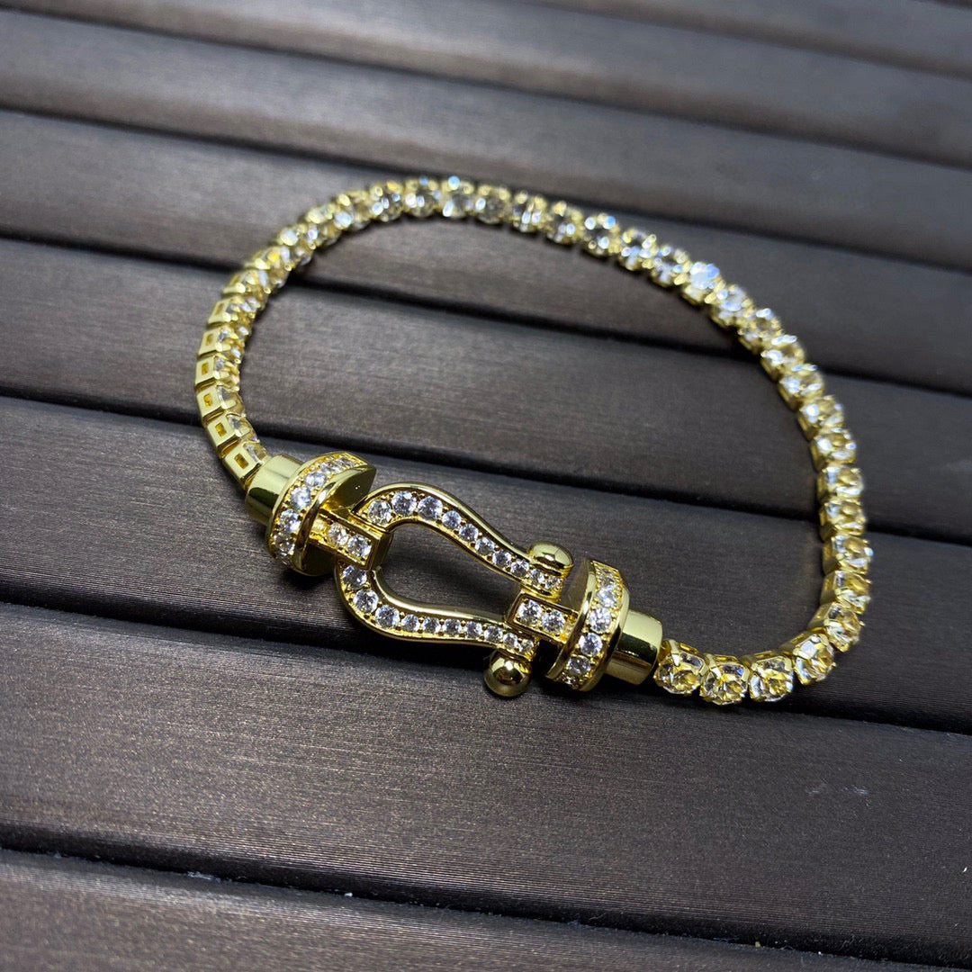 [BloomBling]FORCE  LARGE HORSESHOE FULL DIAMOND TENNIS BRACELET
