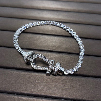 [BloomBling]FORCE  LARGE HORSESHOE FULL DIAMOND TENNIS BRACELET
