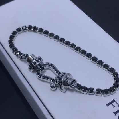 [BloomBling]FORCE  LARGE HORSESHOE FULL DIAMOND TENNIS BRACELET