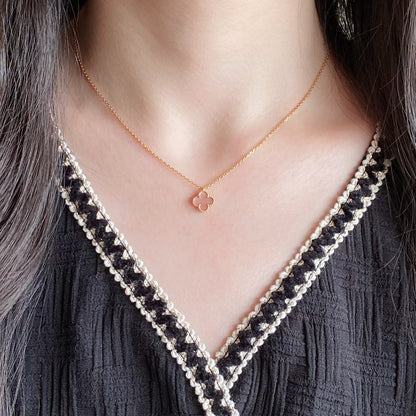 [BloomBling]CLOVER 15MM PINK MOTHER-OF-PEARL SINGLE FLOWER NECKLACE