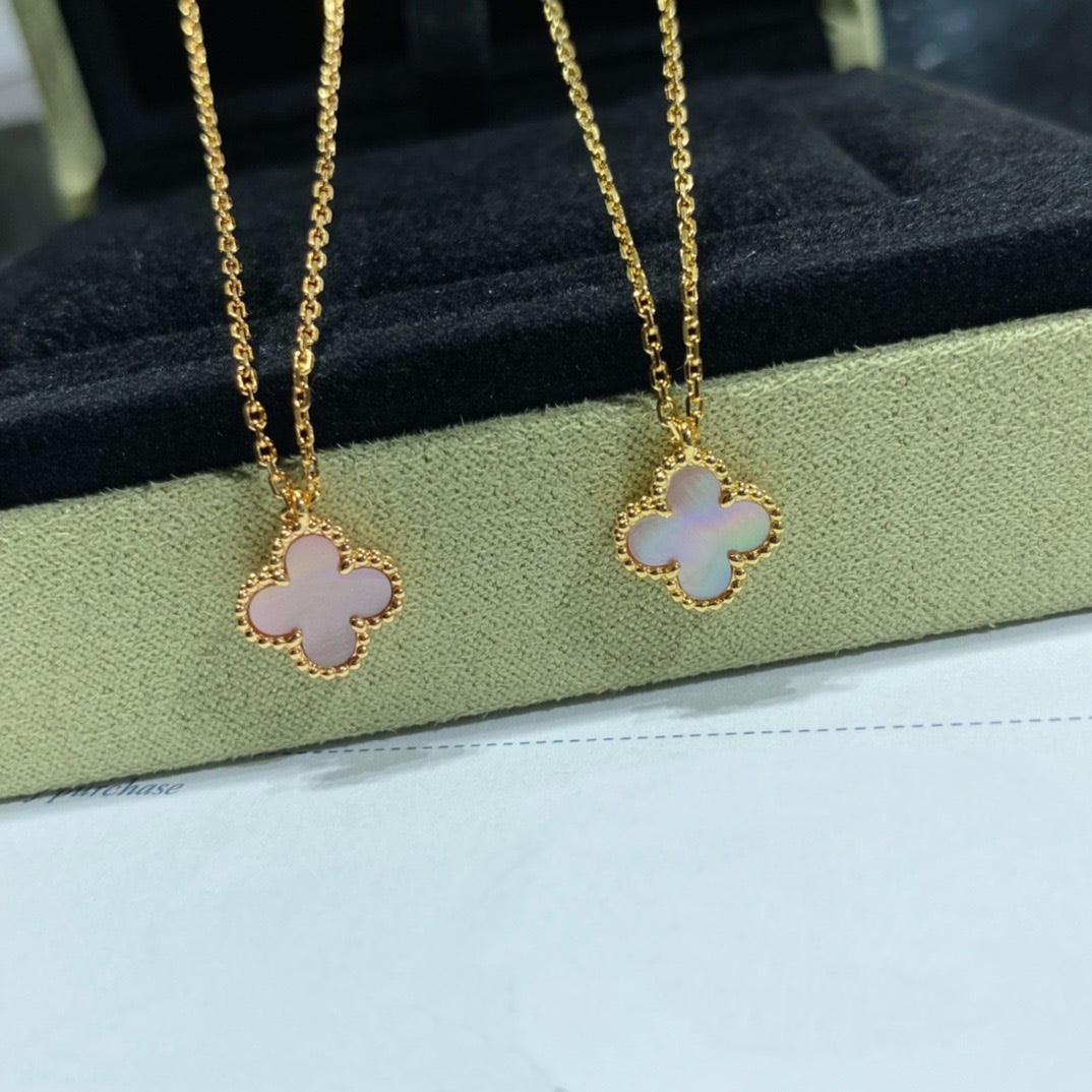 [BloomBling]CLOVER 15MM PINK MOTHER-OF-PEARL SINGLE FLOWER NECKLACE