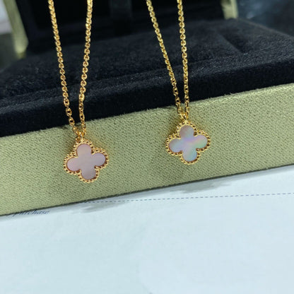 [BloomBling]CLOVER 15MM PINK MOTHER-OF-PEARL SINGLE FLOWER NECKLACE