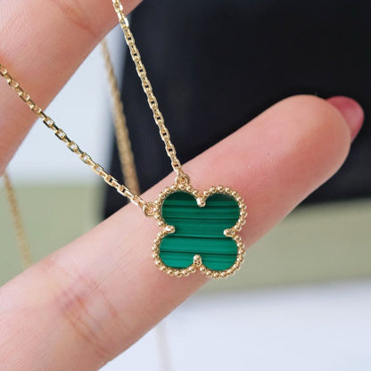 [BloomBling]CLOVER 15MM MALACHITE SINGLE FLOWER  NECKLACE