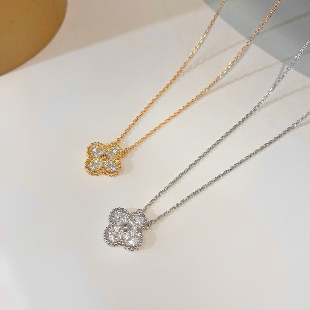 [BloomBling]CLOVER 15MM DIAMOND SINGLE FLOWER NECKLACE