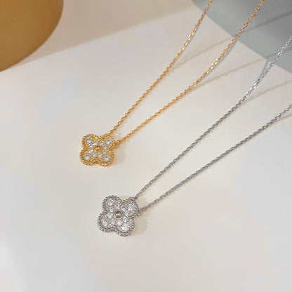 [BloomBling]CLOVER 15MM DIAMOND SINGLE FLOWER NECKLACE