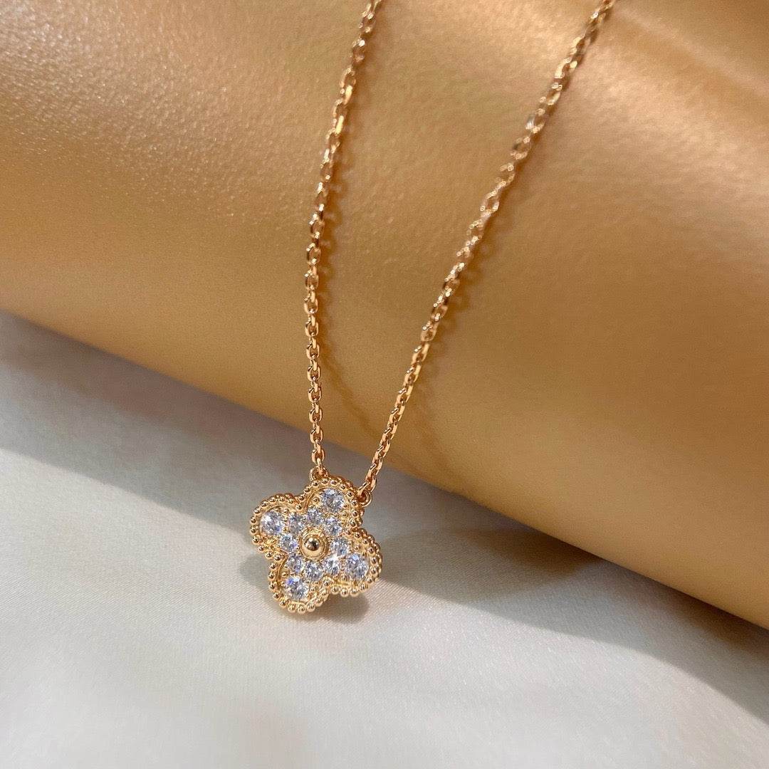 [BloomBling]CLOVER 15MM DIAMOND SINGLE FLOWER NECKLACE