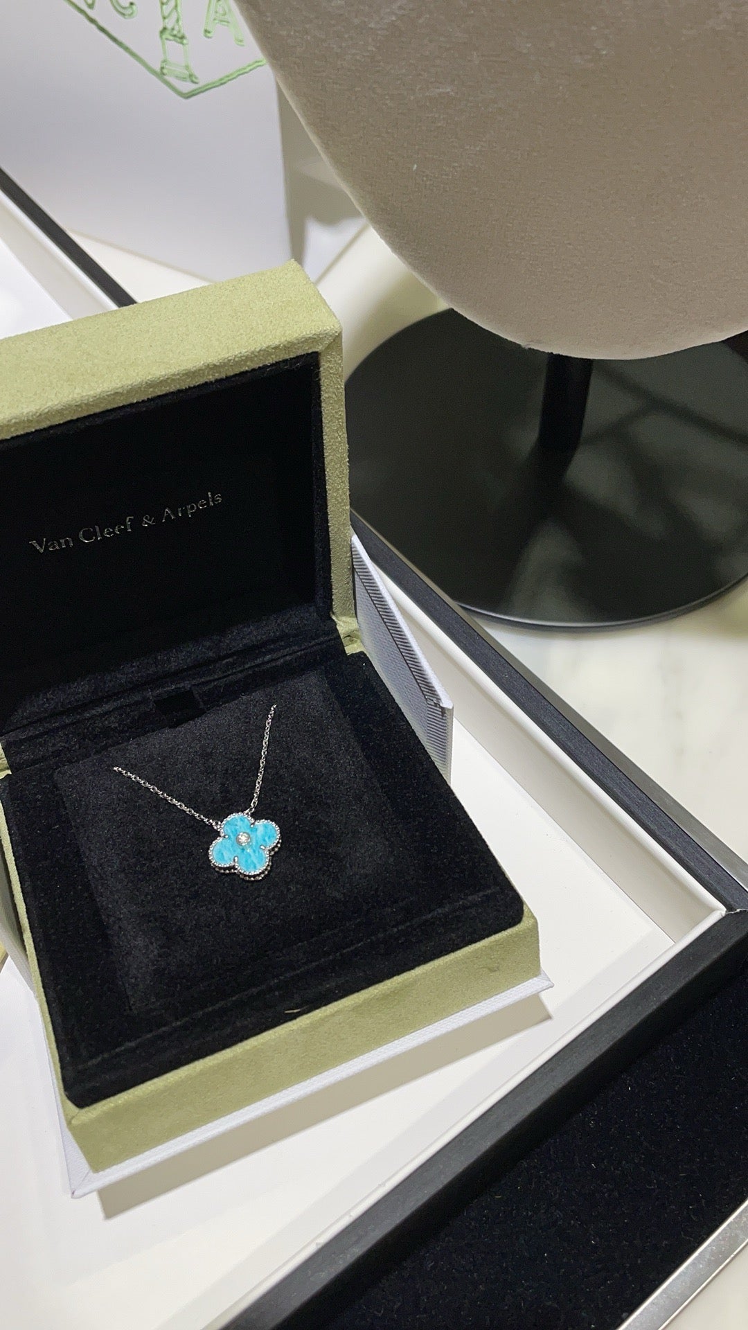 [BloomBling]CLOVER 15MM DIAMOND SVRES PORCELAIN  NECKLACE SILVER