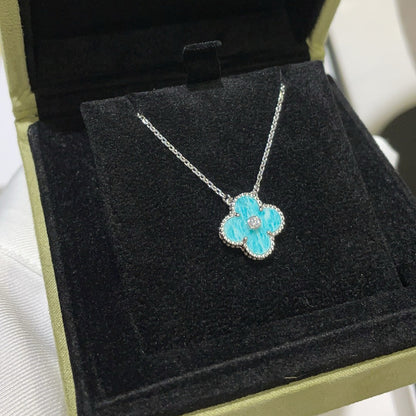 [BloomBling]CLOVER 15MM DIAMOND SVRES PORCELAIN  NECKLACE SILVER