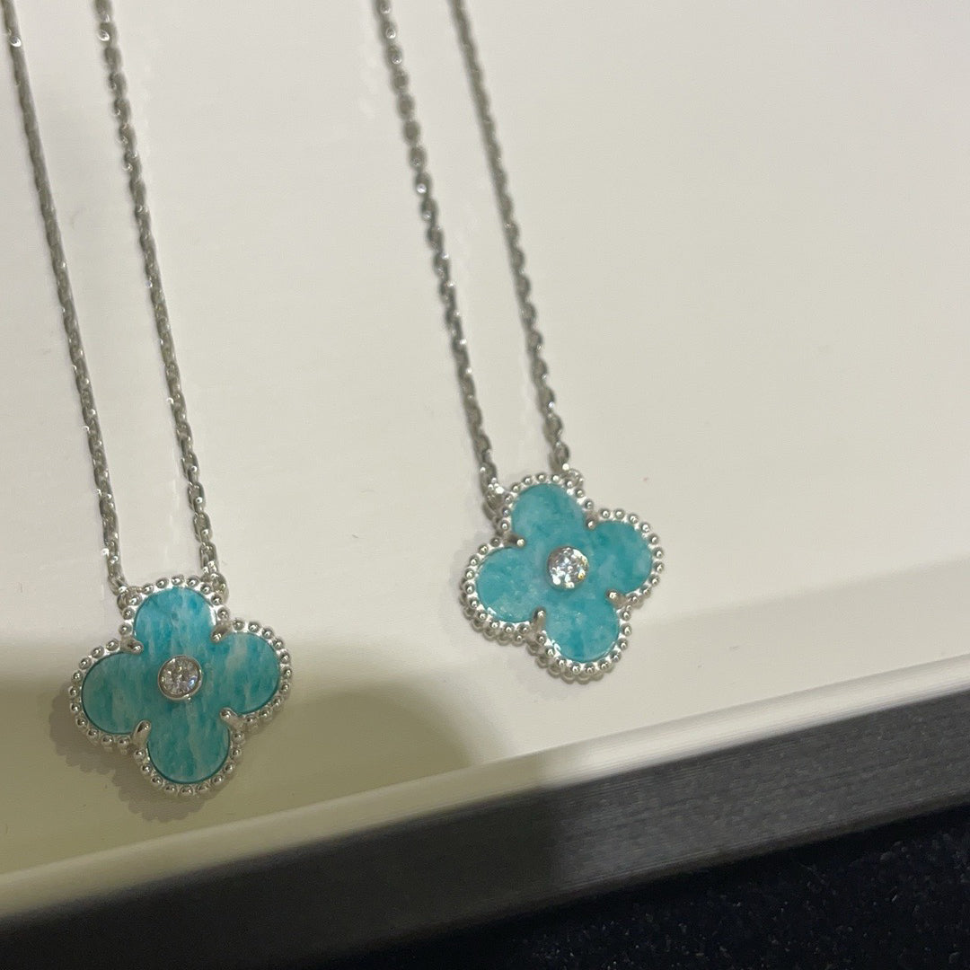 [BloomBling]CLOVER 15MM DIAMOND SVRES PORCELAIN  NECKLACE SILVER