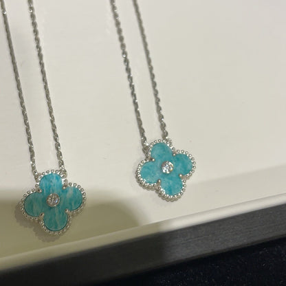 [BloomBling]CLOVER 15MM DIAMOND SVRES PORCELAIN  NECKLACE SILVER