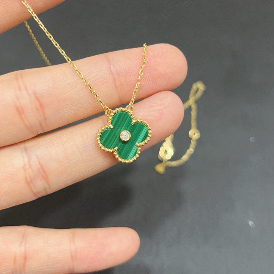 [BloomBling]CLOVER 15MM DIAMOND TURQUOISE NECKLACE