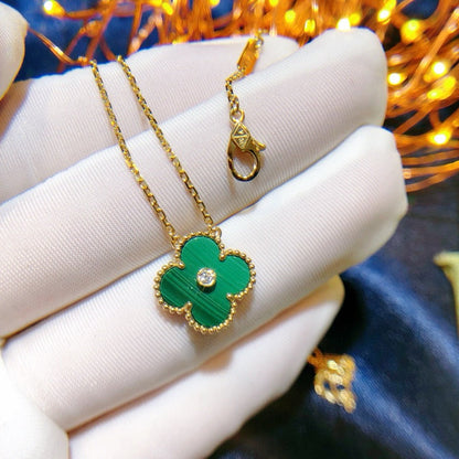 [BloomBling]CLOVER 15MM DIAMOND TURQUOISE NECKLACE