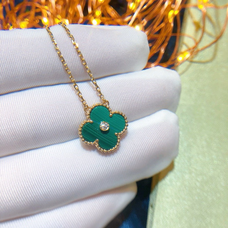 [BloomBling]CLOVER 15MM DIAMOND TURQUOISE NECKLACE