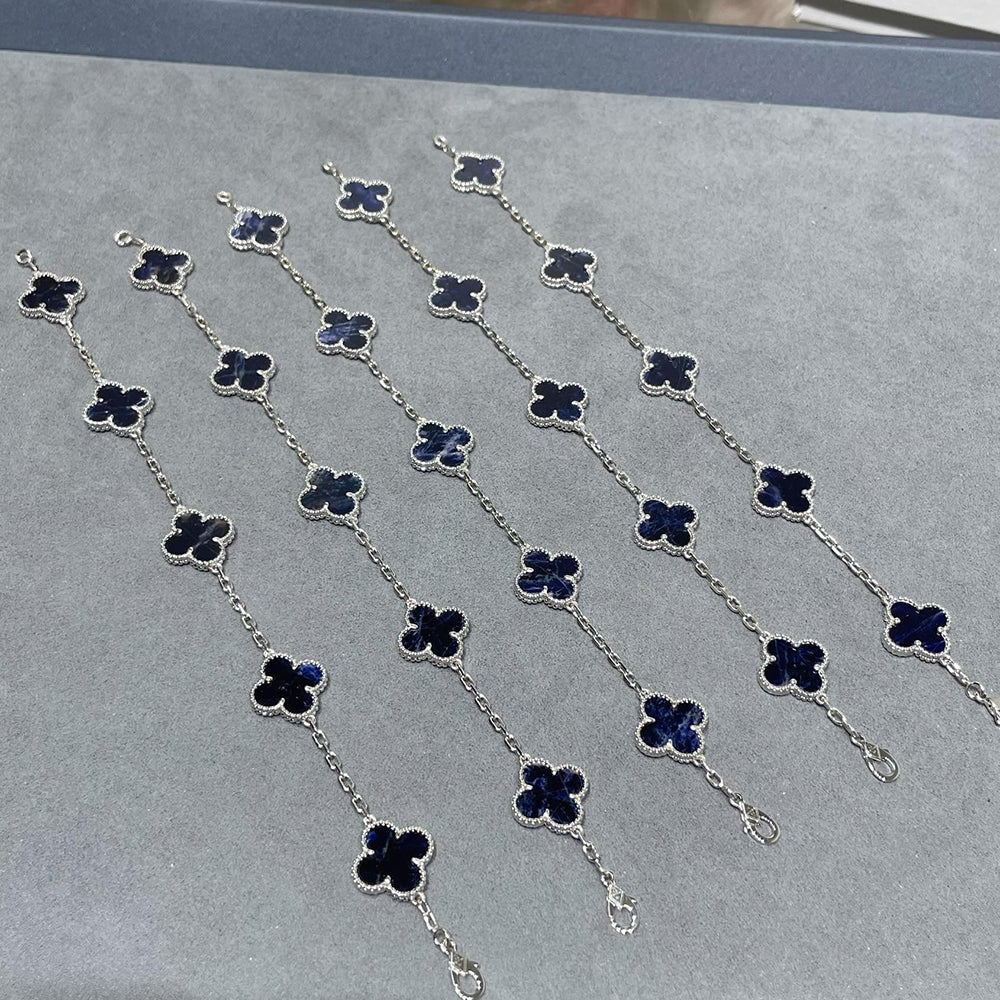 [BloomBling]CLOVER 5 MOTIF PIETERSITE SILVER BRACELET