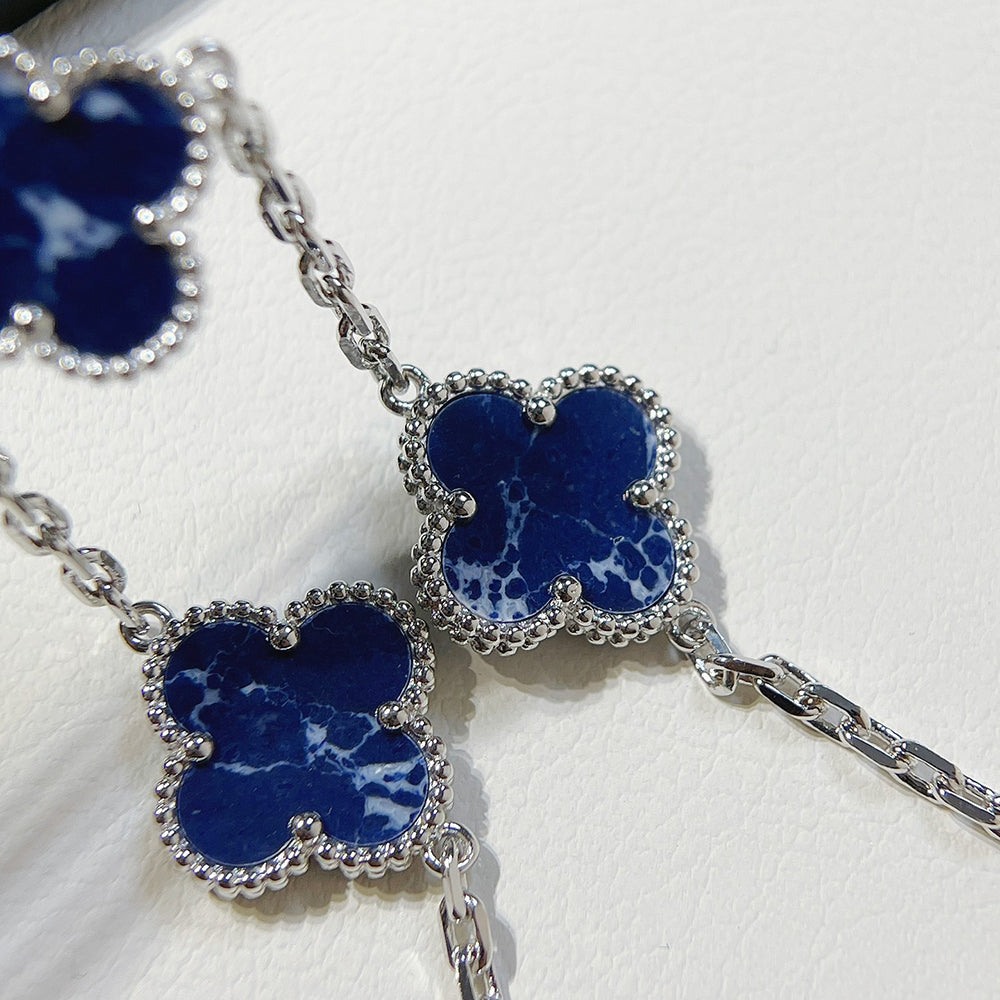 [BloomBling]CLOVER 5 MOTIF PIETERSITE SILVER BRACELET