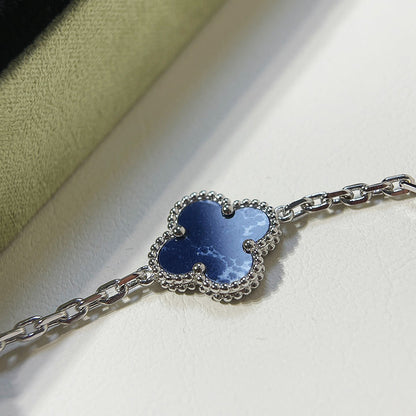 [BloomBling]CLOVER 5 MOTIF PIETERSITE SILVER BRACELET