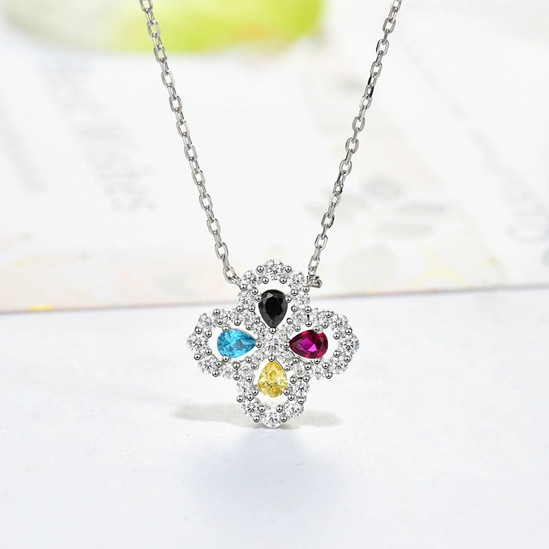 [BloomBling]LOOP NECKLACE FULL MOTIF DIAMOND 16MM MULTIPLE COLORS