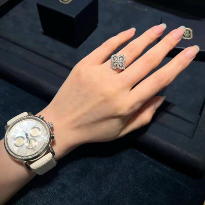 [BloomBling]LOOP RING FULL MOTIF DIAMOND 16MM SILVE