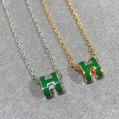 [BloomBling]POP H GREEN NECKLACE SILVER AND GOLD